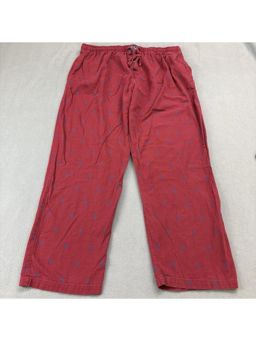 Polo Ralph Lauren All Over Print Pony Cotton Pajama Pants Size XL Red